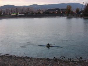 Lone rower on the Danube