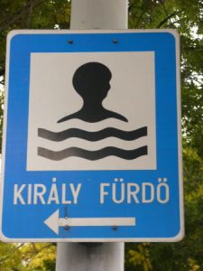 Sign to Kiraly Baths The construction