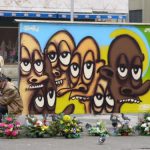 Zagreb - graffiti art billboards at a tram stop. Graffiti is