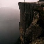 Pulpit Rock in misty autumn