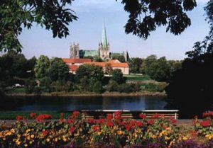 Trondheim cathedral from park