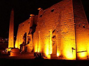 Entry pylon gate and obelisk into the Luxor Temple is