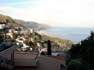 The hill town of Taormina is