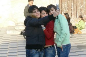 Taormina plaza Friends capturing the moment