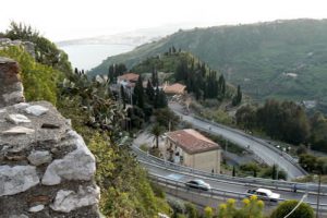 Winding roads up to Taormina