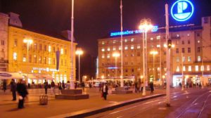 Colorful Ban Jelacic Square at night