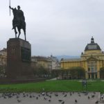 Statue of the first Croatian king, Tomislav, on horseback raising