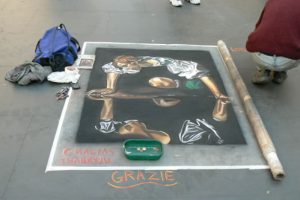 Street artist's chalk drawing