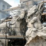 Brilliant sculptures (these by Bernini ?) and fountains make Rome