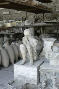 Italy - Pompeii ruins Human figure of a victim.
