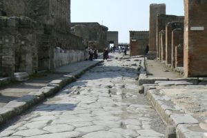 Italy - Ruins of Pompeii Central roadway.