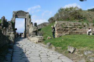 Italy - Ruins of Pompeii Paved roadway.