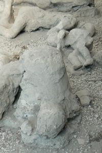 Italy - Ruins of Pompeii Human figures of victims.