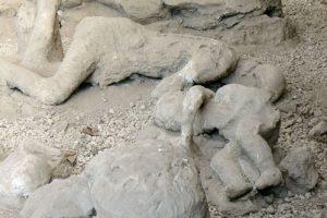 Italy - Ruins of Pompeii Human figures of victims.