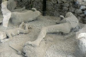 Italy - Ruins of Pompeii Human figures of victims.