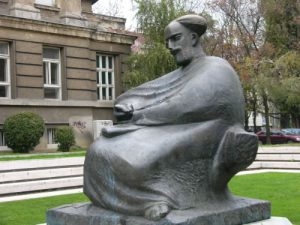 Zagreb - statue of a learned man at the State
