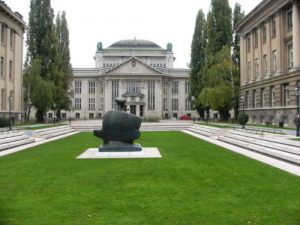 Zagreb - statue of a learned man at the State