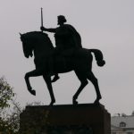 Statue of the first Croatian king, Tomislav, on horseback raising