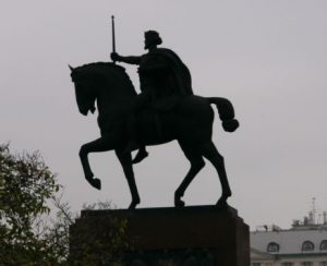 Statue of the first Croatian king, Tomislav, on horseback raising