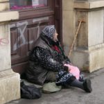 Zagreb - peasant woman looking for donations