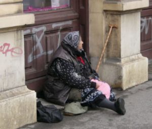 Zagreb - peasant woman looking for donations