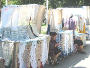 Varna--Embroidery Makers Outside Cathedral