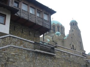 Veliko Turnovo Cathedral and Typical Wood Bldg