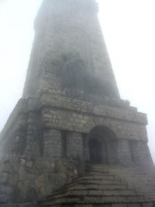 Shipka Pass Memorial with Bronze Lion in Fog