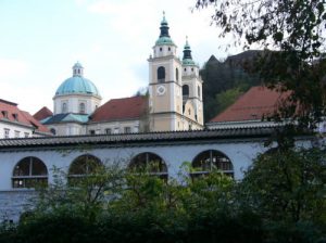 Ljubljana - marketplace and St Nicholas