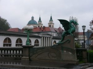 Ljubljana - Dragon Bridge and Cathedral