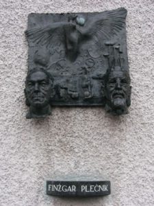 Ljubljana - exterior memorial plaque at the Church of St.