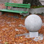 Ljubljana - park bench and sculpture