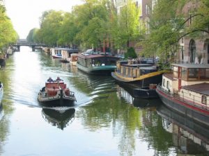 Amsterdam city boat in the water.