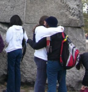 Emotional Jewish visitors at Treblinka