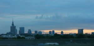 Warsaw at sunset. Warsaw's population