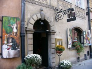 Decorative old town restaurant facade