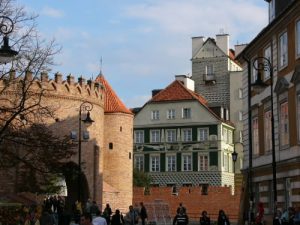 Old city walls and restored pretty