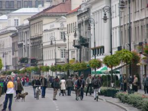 Warsaw - fashionable street with no cars