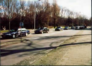 A roadside view of the traffic.