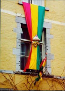 Hanging flag and window.