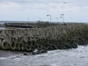 Kolobrzeg shoreline on Baltic Sea