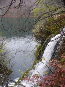 In Plitvice Lakes National Park sixteen lakes at descending elevations