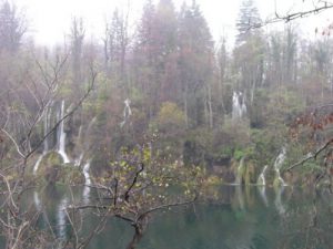 In Plitvice Lakes National Park sixteen lakes at descending elevations