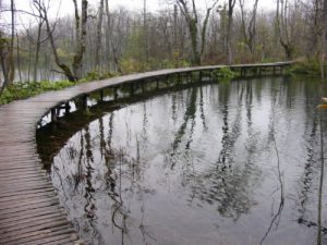 In Plitvice Lakes National Park a wooden nature trail follows