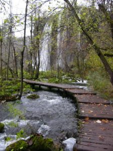 In Plitvice Lakes National Park sixteen lakes at descending elevations