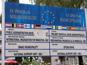 The European Union donates funds for reconstruction in Bosnia.