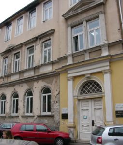 Bihac - University building with bullet holes. The University of Bihac