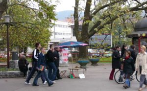Bihac - students in town center