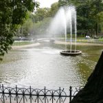 Krakow - views of city life: park fountain