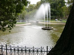 Krakow - views of city life: park fountain